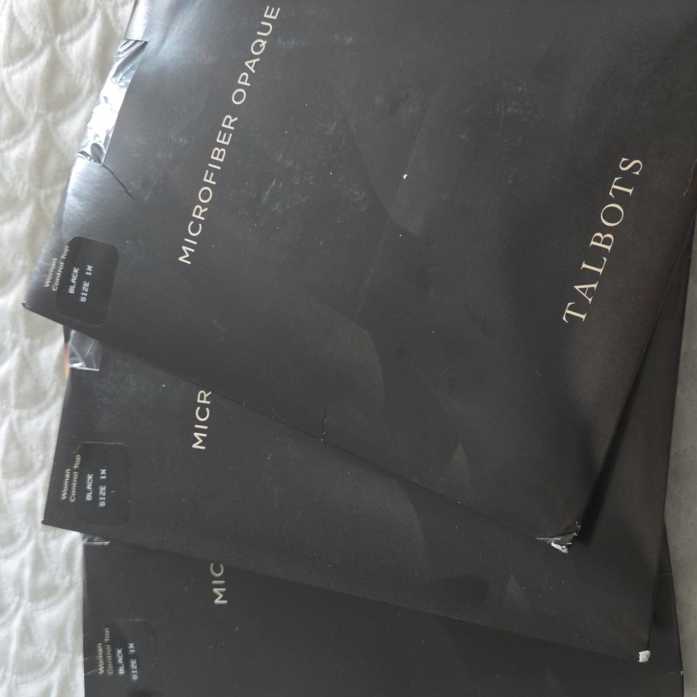 Talbots Black Microfiber Tights / Panty Hose - 1X - NWT (3 Pairs)